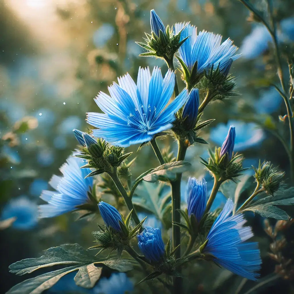 chicory plant with blue flowers stunning