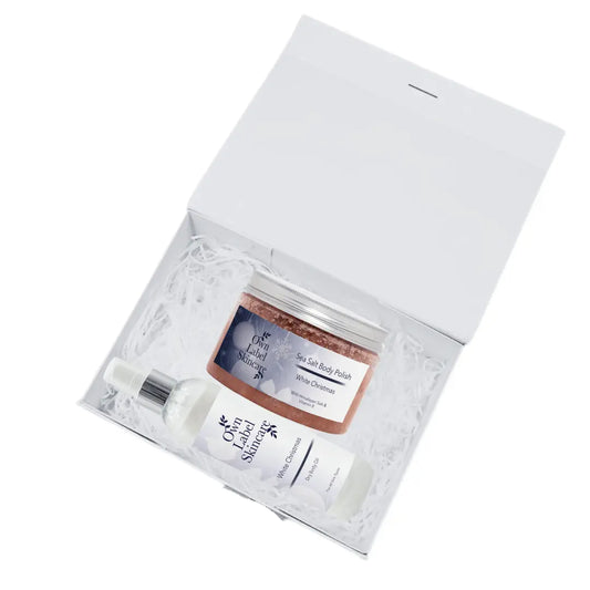 own lable skincare body scare set in white box 