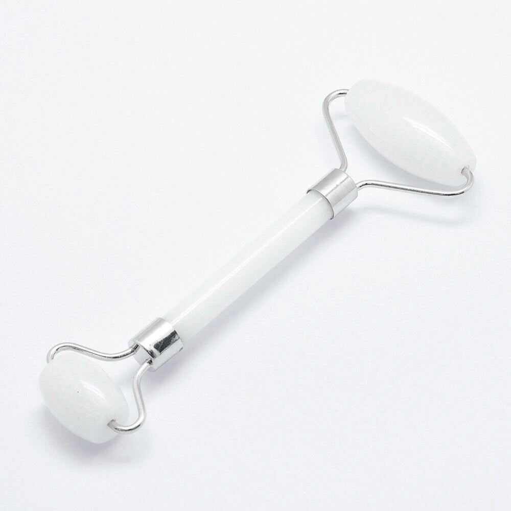 White Jade and Chrome Facial Roller