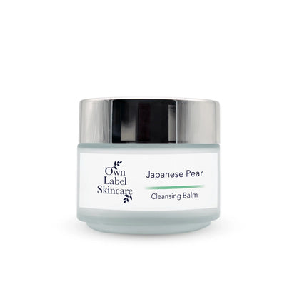 Daily Cleansing Balm with Japanese pear  in a glass jar White Label Skincare