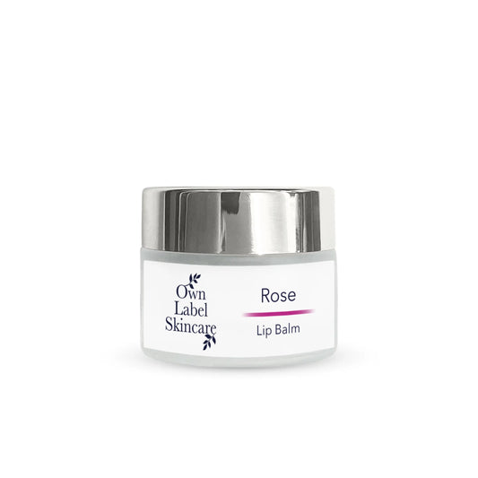 ROSE LIP BALM IN IN GLAS SJAR WITH CHROME LID | OWN LABEL