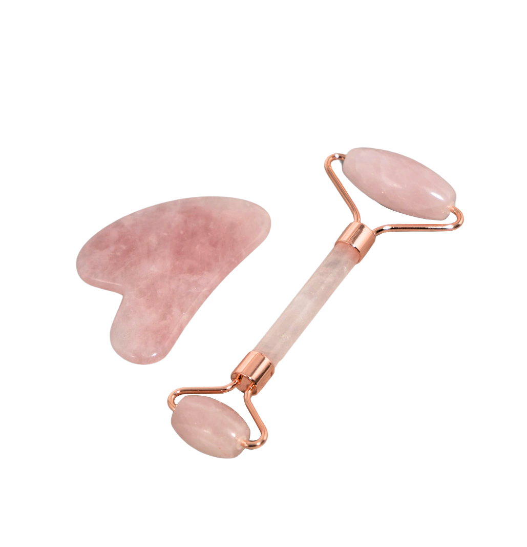 Rose Quartz Facial Roller & Gua Sha Set