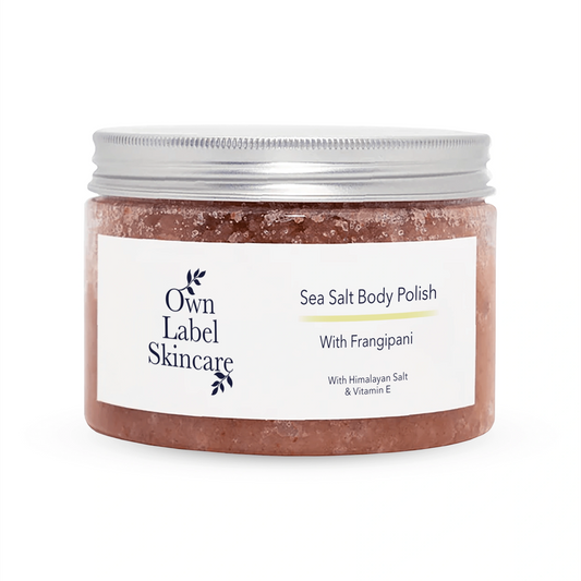 Frangipani Sea Salt Body Scrub | White Label Skincare - ownlabelskincare