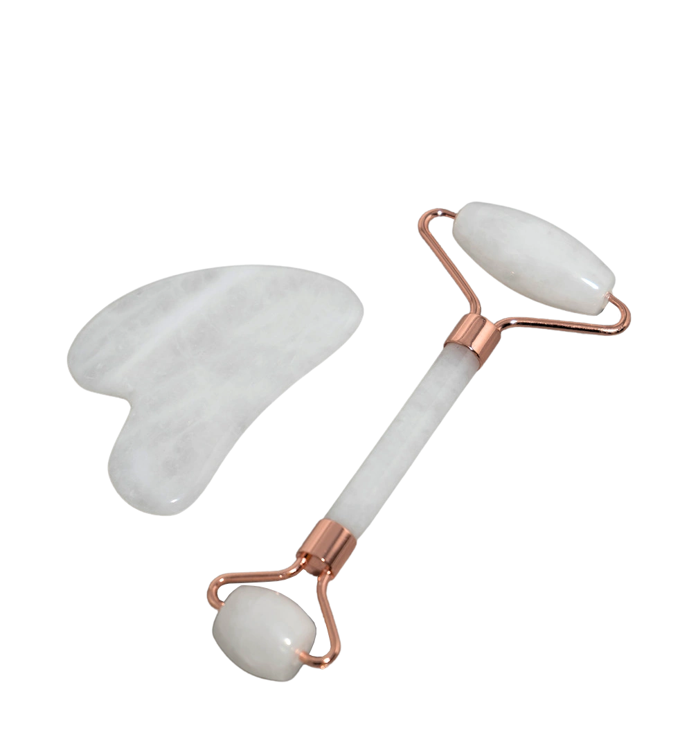 Clear Quartz Facial Roller & Gua Sha Set